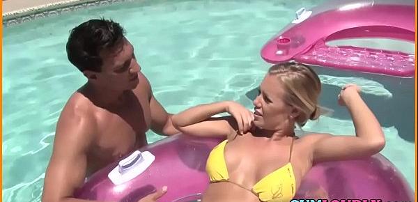  Blonde Gets Naughty In A Pool